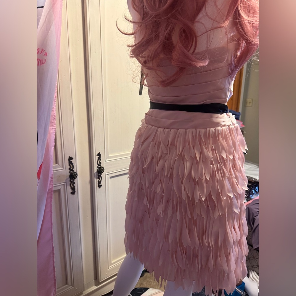 Clarisse pastel pink strapless ‘feathered’ cocktail dress - Picture 10 of 16